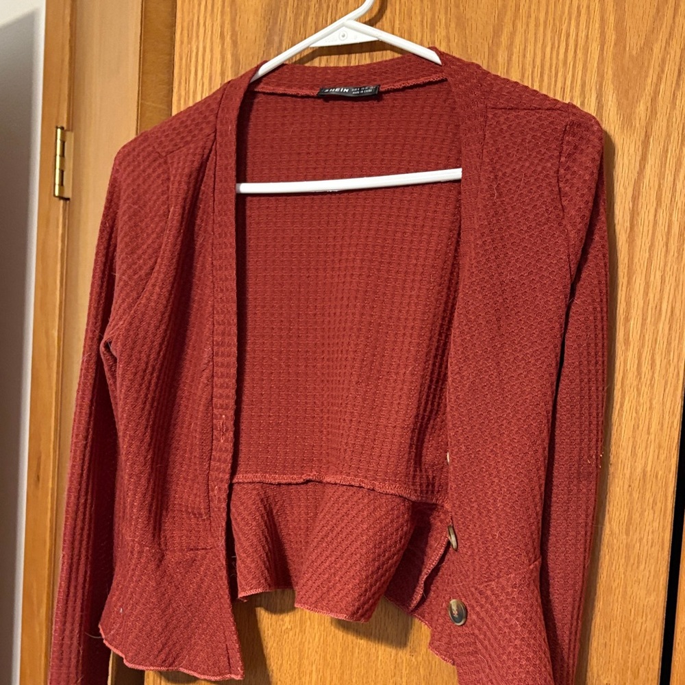 SHEIN Textured Rust Cardigan